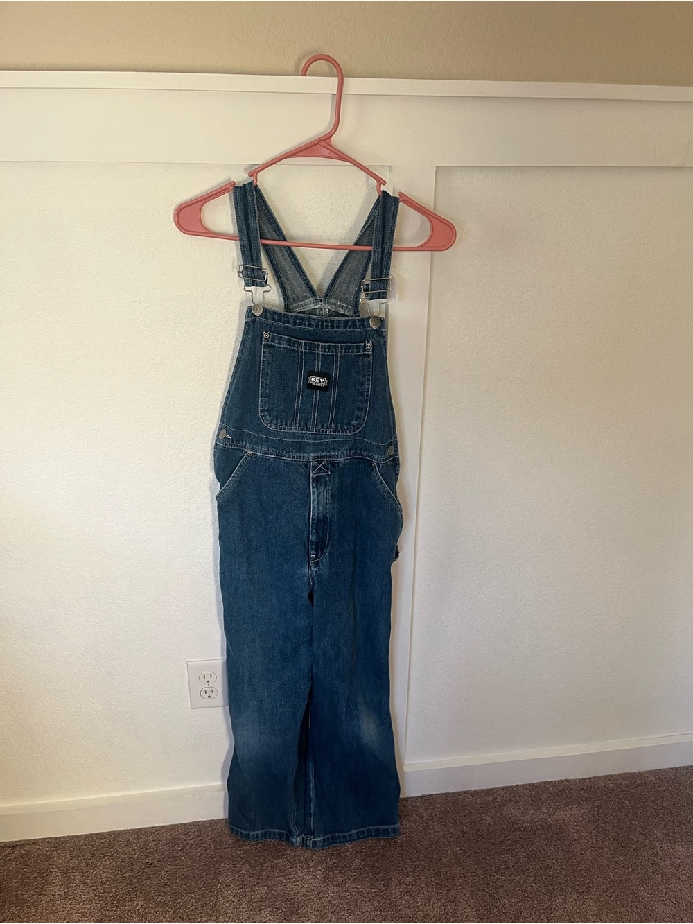 Vintage Key Kid's Large (14)/ Women's Small Denim Overalls
